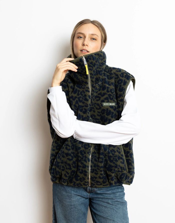 Bomber Wendeweste I Olive/Leo Navy-Olive