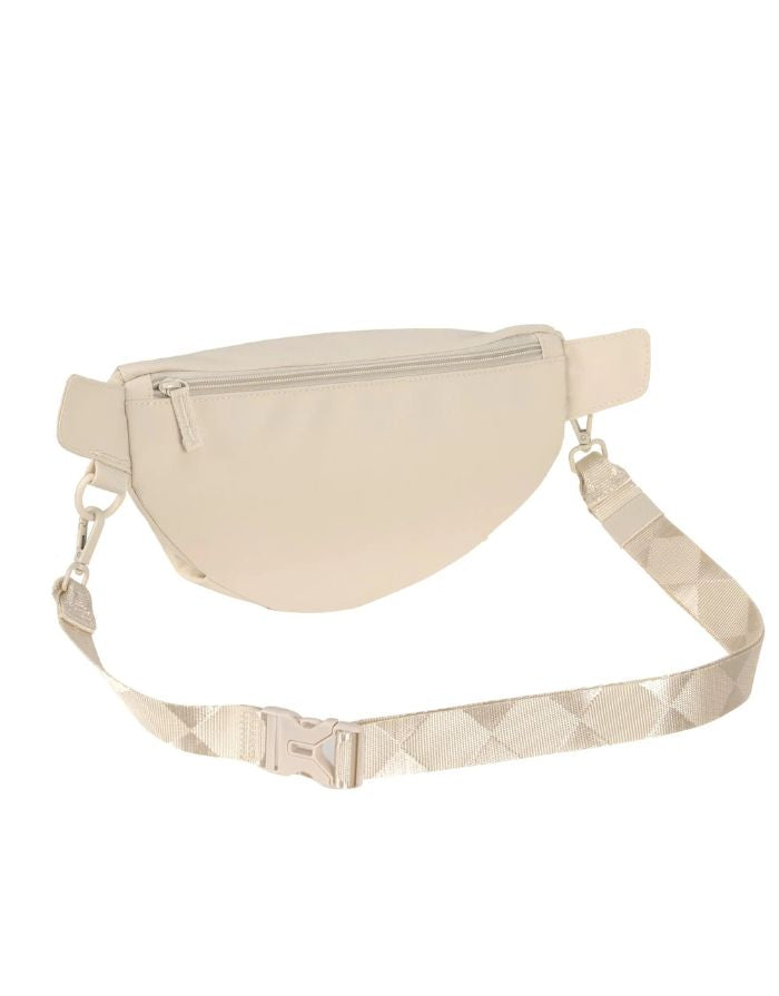 Leckerlibeutel Emma in Creme – vielseitige Bauchtasche für Hundebesitzer:innen mit Leckerlifach, Kotbeutelspender und Reißverschlussfach. Wasserabweisend, pflegeleicht und nachhaltig gefertigt aus recyceltem Polyester.
