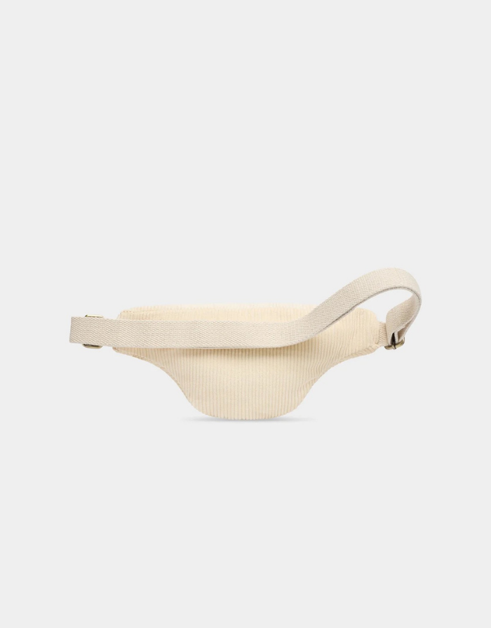 Hindbag Fanny Pack Olivia in Kord Beige aus GOTS-zertifizierter Bio-Baumwolle mit verstellbarem Schultergurt. Rückseite