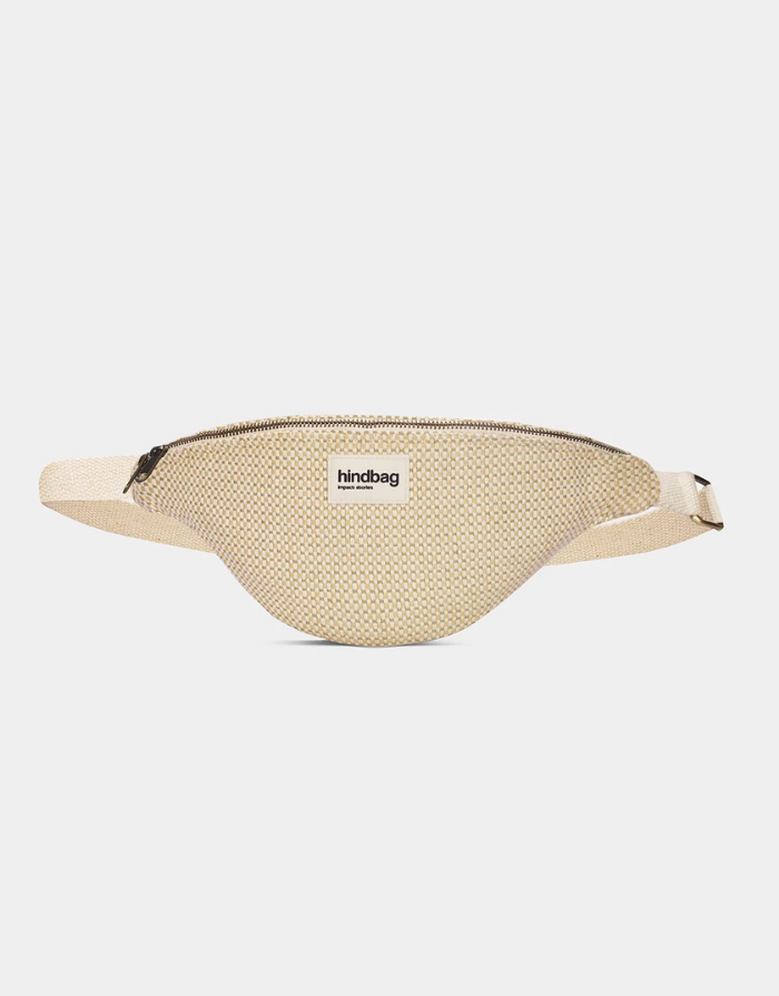 Hindbag Fanny Pack Olivia in Naturweiß Geflecht aus GOTS-zertifizierter Bio-Baumwolle mit verstellbarem Schultergurt