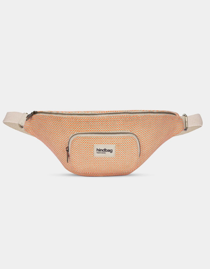 Hindbag Fanny Pack Sofia XL in Koralle aus GOTS-zertifizierter Bio-Baumwolle mit zwei Reißverschluss-Außentaschen und verstellbarem Schultergurt