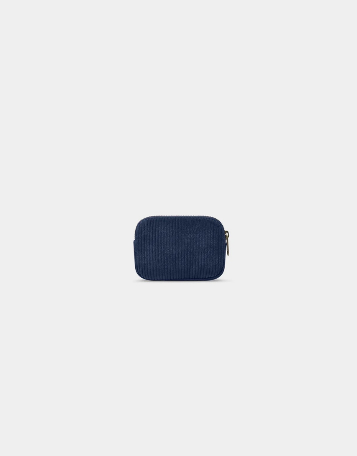 Hindbag Geldbeutel Lili Cord in Marineblau aus GOTS-zertifizierter Bio-Baumwolle mit Reißverschluss. Rückseite