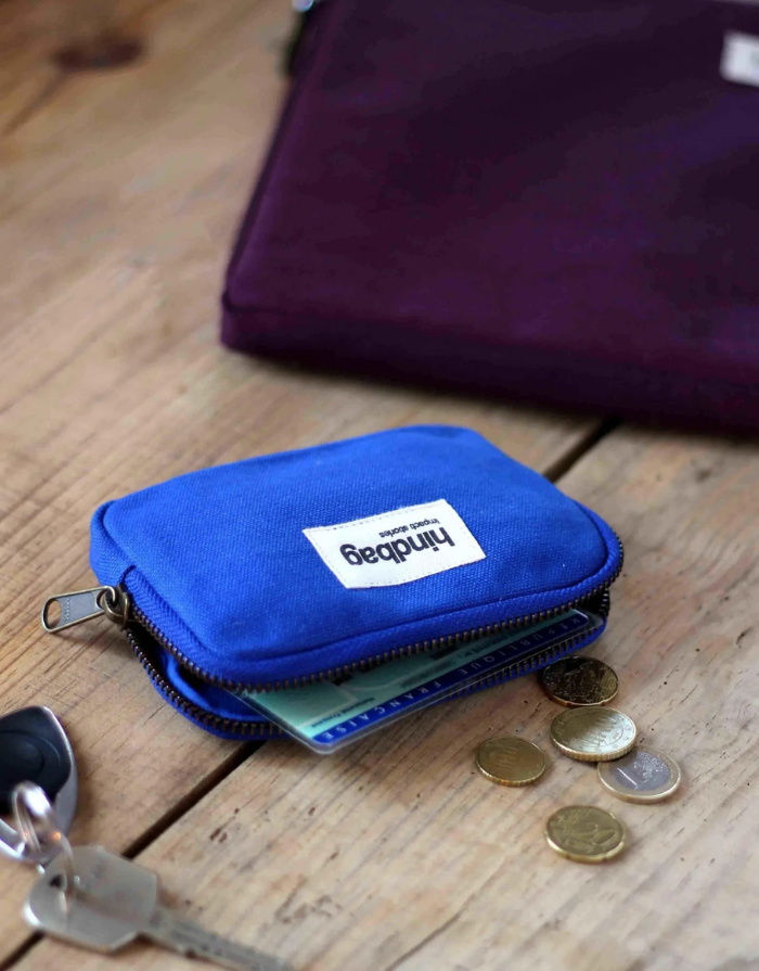 Hindbag Geldbeutel Lili in Electric Blau aus GOTS-zertifizierter Bio-Baumwolle mit Reißverschluss