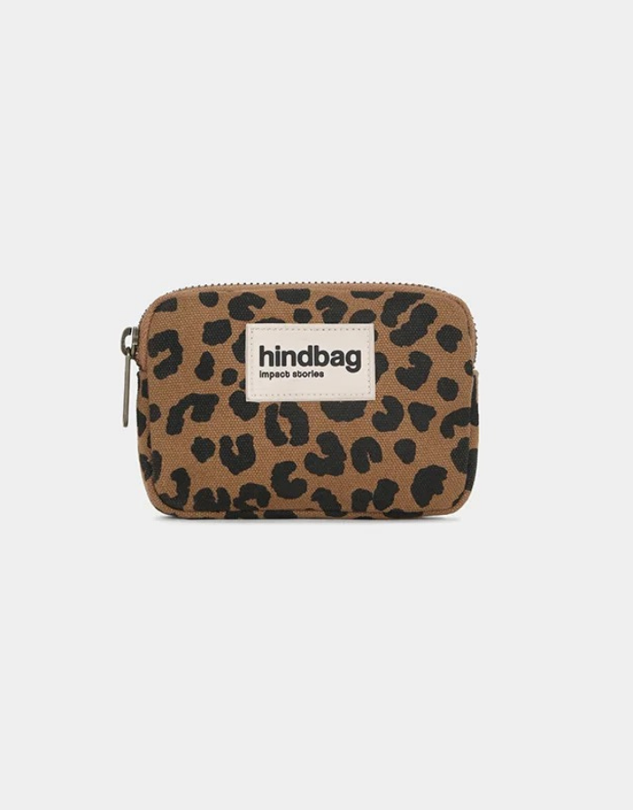 Hindbag Geldbeutel Lili Leo Cannelle aus GOTS-zertifizierter Bio-Baumwolle mit Leopardenmuster und Reißverschluss