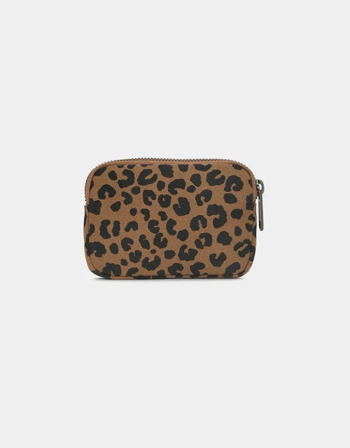 Hindbag Geldbeutel Lili Leo Cannelle aus GOTS-zertifizierter Bio-Baumwolle mit Leopardenmuster und Reißverschluss