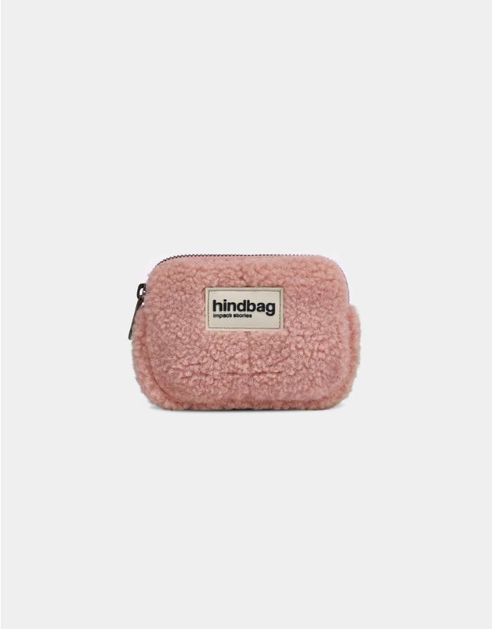 Hindbag Geldbeutel Lili in Puderrosa aus GRS-zertifiziertem Teddy-Material mit Reißverschluss