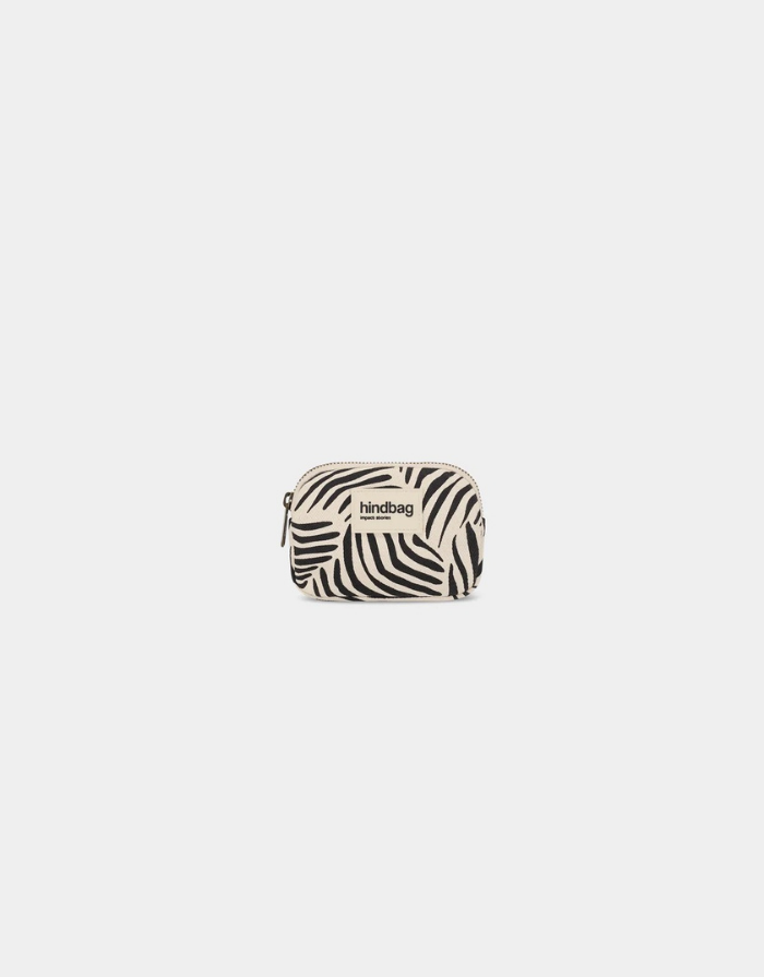  Hindbag Geldbeutel Lili Zebra Écru aus GOTS-zertifizierter Bio-Baumwolle mit Zebramuster und Reißverschluss