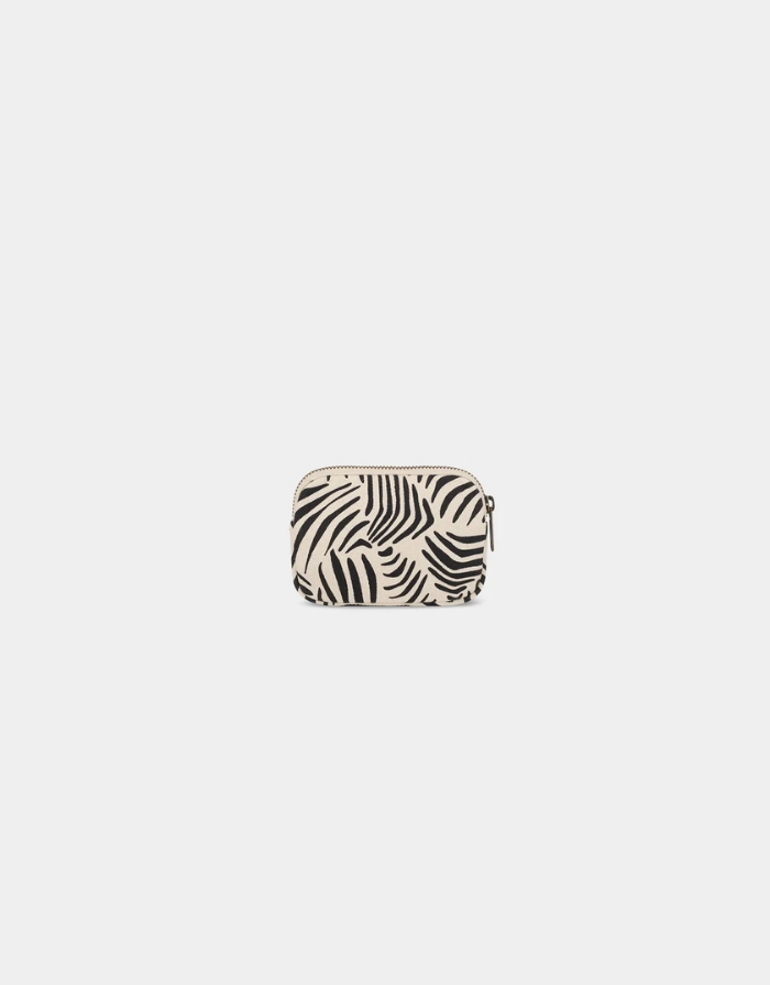  Hindbag Geldbeutel Lili Zebra Écru aus GOTS-zertifizierter Bio-Baumwolle mit Zebramuster und Reißverschluss. Rückseite