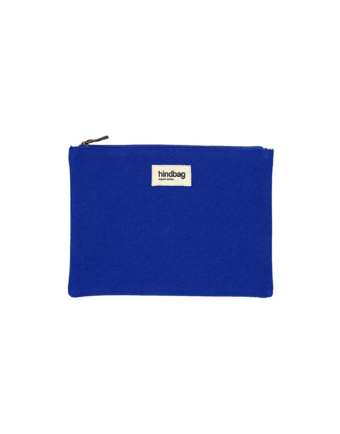 Hindbag Kosmetiktasche Ema in Electric Blue aus GOTS-zertifizierter Bio-Baumwolle mit gemustertem Innenfutter