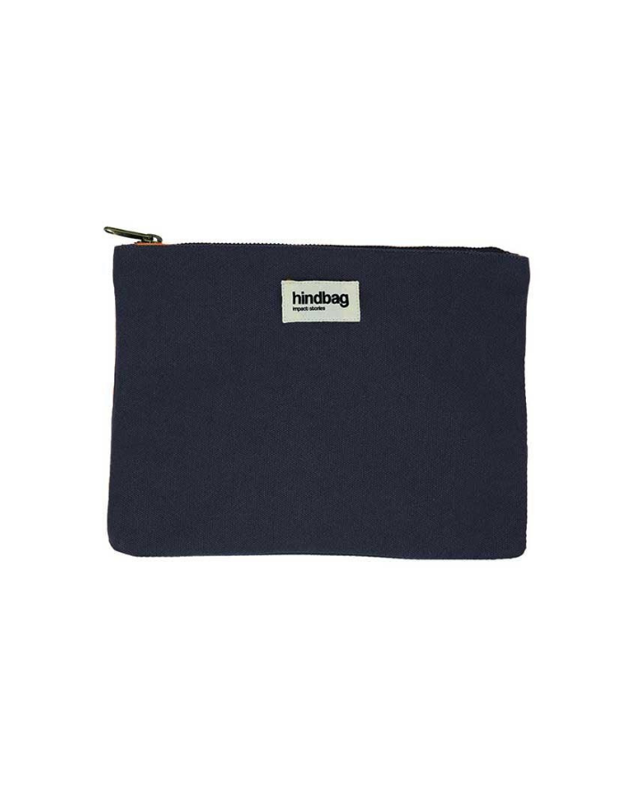 Hindbag Kosmetiktasche Ema in Navy aus GOTS-zertifizierter Bio-Baumwolle mit gemustertem Innenfutter