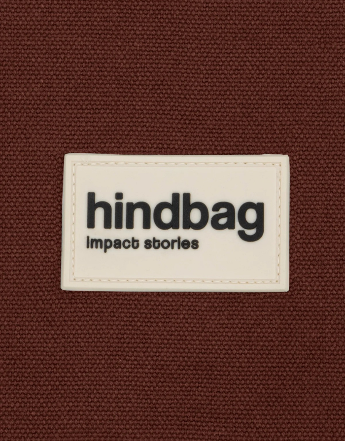 Hindbag Kosmetiktasche Ema in Schokolade aus GOTS-zertifizierter Bio-Baumwolle mit gemustertem Innenfutter