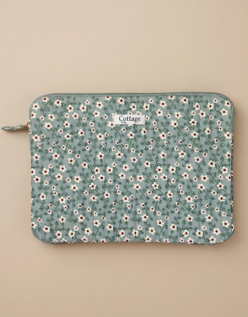 Royal Marais Laptoptasche in Petite Blanche Vert aus Baumwolle für MacBook Air 13 Zoll