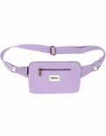  Hindbag Fanny Pack Harry in Flieder mit rechteckiger Form und zwei Reißverschlusstaschen.