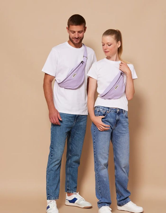 Hindbag Fanny Pack Olivia in Lila aus Bio-Baumwolle mit verstellbarem Gurt.