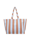 Große Strandtasche von Kado Design mit Streifen in Hellblau und Taupe