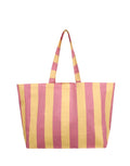 Große Strandtasche von Kado Design mit Streifen in Rosa und Gelb
