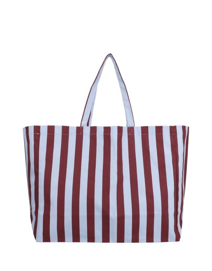 Große Strandtasche von Kado Design mit Streifen in Blau und Braun