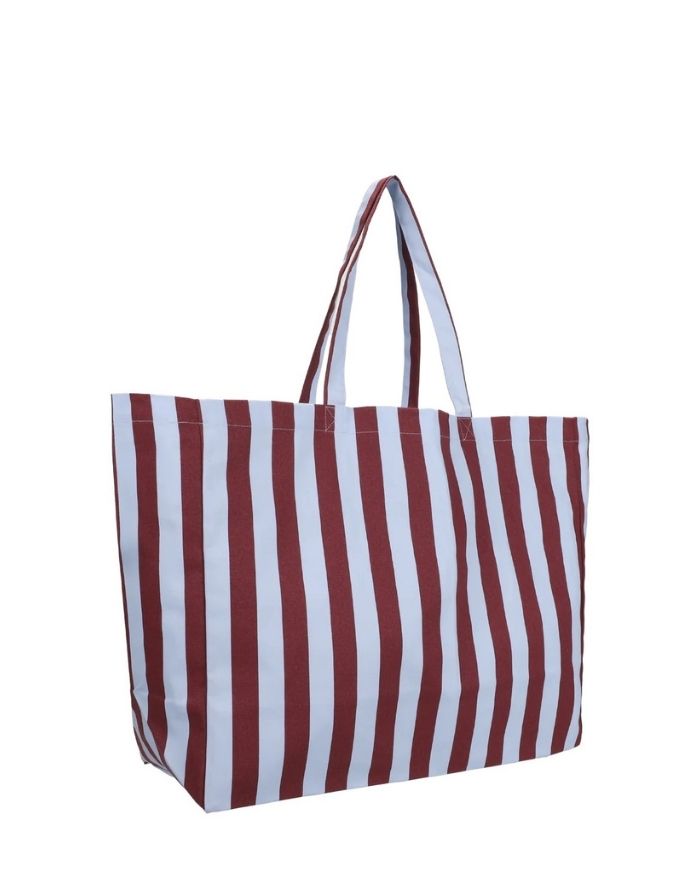 Große Strandtasche von Kado Design mit Streifen in Blau und Braun