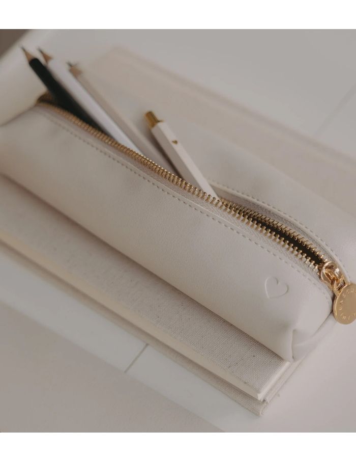 Federtasche Herz I Creme