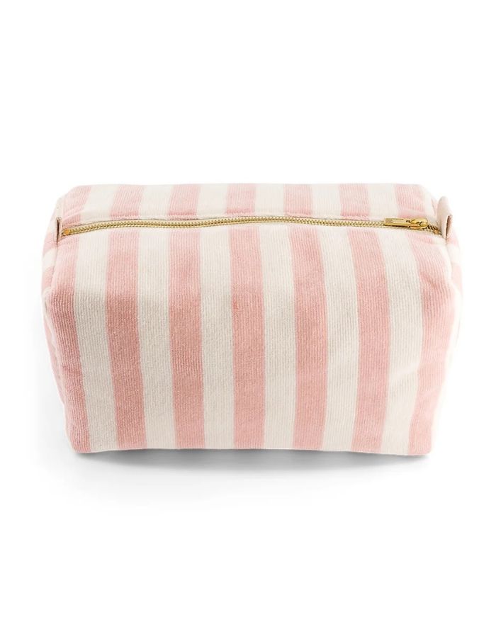 Kulturtasche aus Frottee in Rosa gestreift von Rose in April