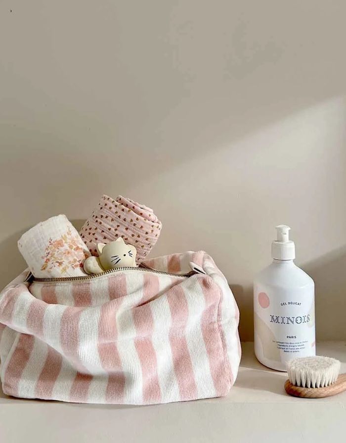Kulturtasche Frottee Vic Stripes I Light Pink