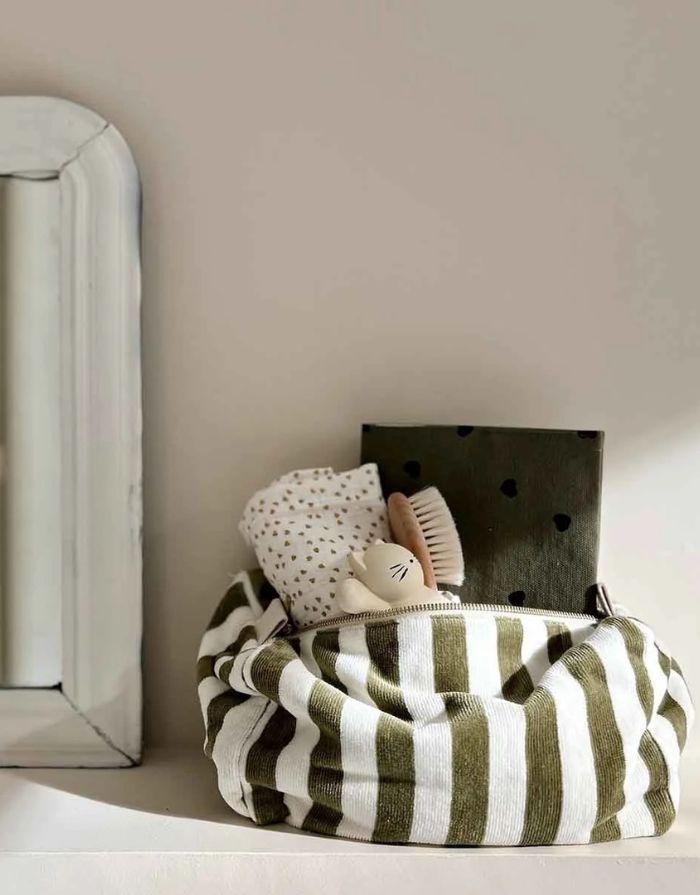 Kulturtasche Frottee Vic Stripes I Khaki