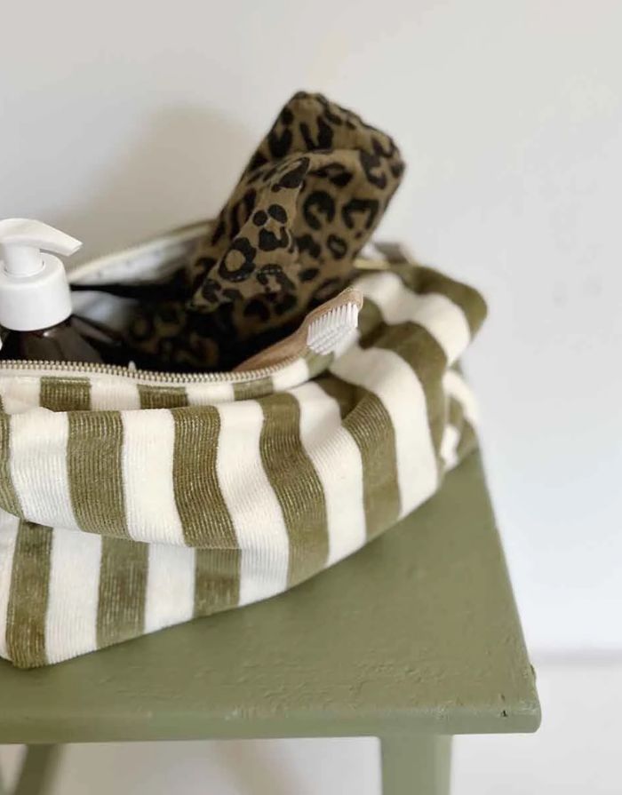 Kulturtasche Frottee Vic Stripes I Khaki