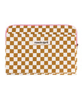 Laptophülle Octava 13/14 Zoll in Checks Caramel von Rose in April mit Reisverschluss von vorne