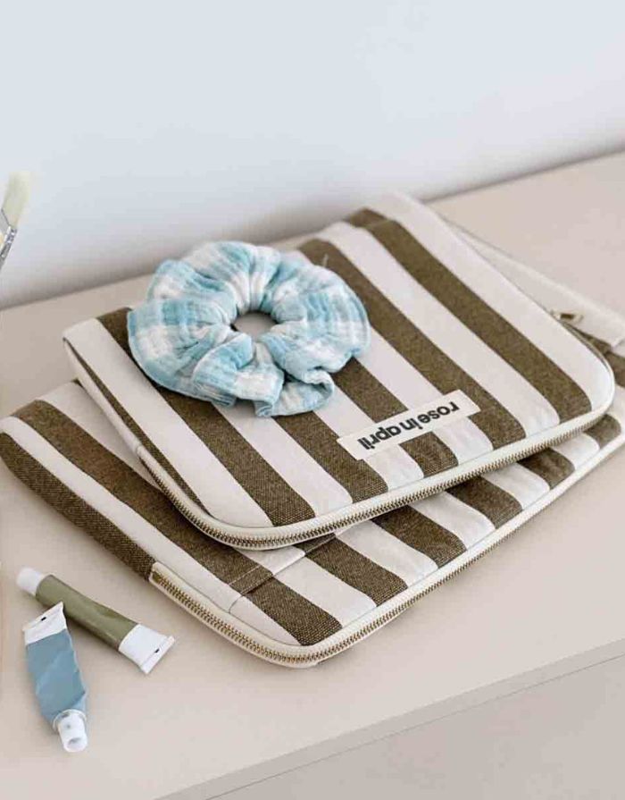Laptophülle Octava 13/14“ Stripes I Olive/Greige
