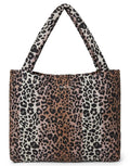 Studio Noos Mom Bag Soft Cotton Leopard – große Alltagstasche aus 100 % Baumwolle, geräumige Schultertasche und Wickeltasche im Leopardenmuster, Maße 58x42 cm.