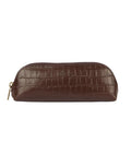 O MY BAG Pencil Case Croco Large Chocolate – großes Etui aus Croco-Leder mit Reißverschluss.