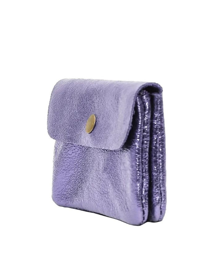 Portemonnaie Leder Klein I Violett Metallic