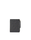 Kompakte Leder-Geldbörse Jamie Wallet von O My Bag in der Farbe Black mit Druckknopfverschluss, Kartenfächern und Münzfach mit Reißverschluss.