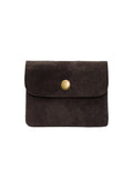 Portemonnaie aus dunkelbraunem Wildleder mit Druckknopf und Münzgeldfach mit Reissverschluss von Cherry Paris