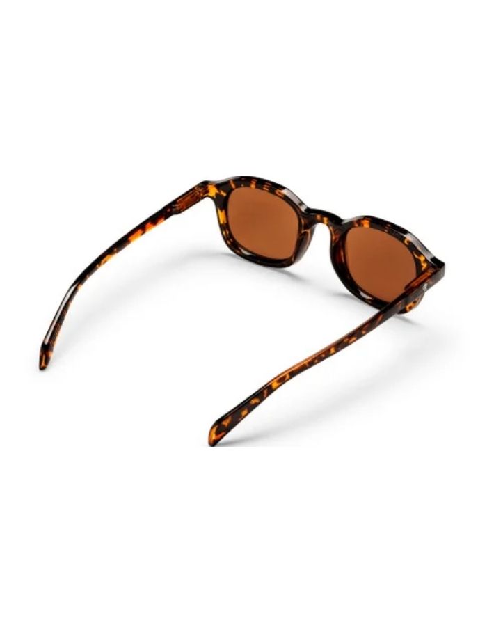 CHPO Anki Sonnenbrille mit Turtle-Brown-Fassung, braunen Gläsern und kompakter Unisex-Passform aus recyceltem Kunststoff von hinten.