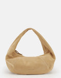 Les Visionnaires Greta Icon Cozy Hobo Tasche Soft Tan aus Wildleder, große Schultertasche mit Reißverschluss und weicher Struktur