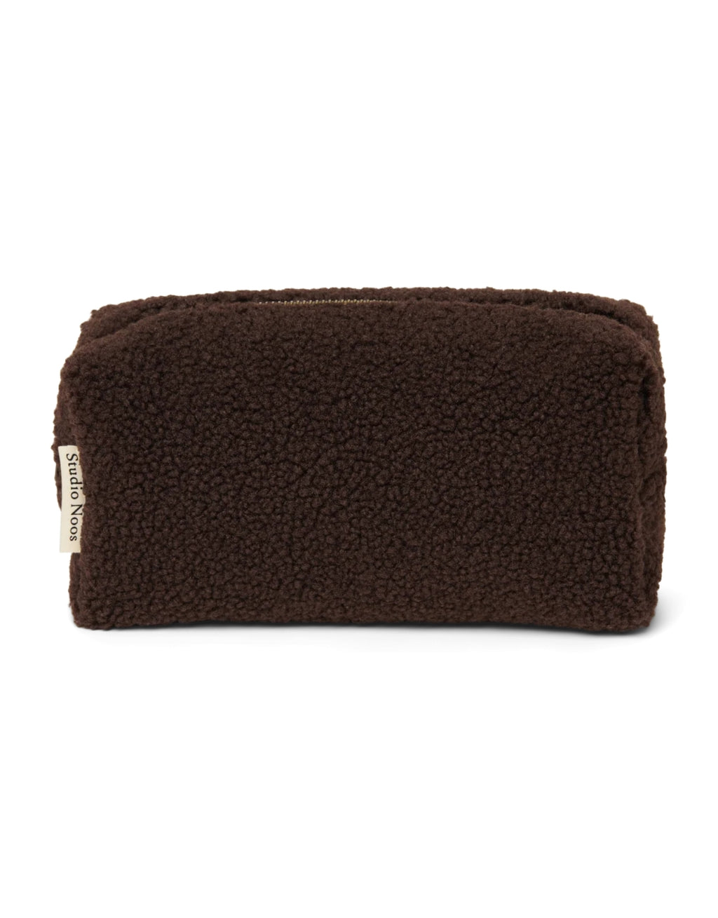 Schokoladenbraunes Täschchen Chocolate Teddy von Studio Noos aus weichem Teddy-Material zur praktischen Aufbewahrung kleiner Essentials.