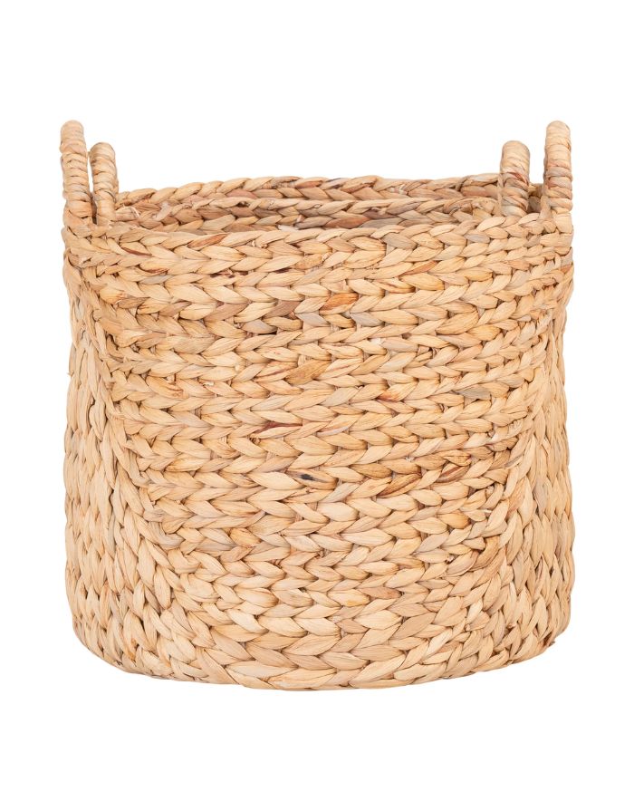  Korb Passo L von House Nordic aus natürlicher Wasserhyazinthe in geflochtener Optik, Ø 35 × 37 cm.