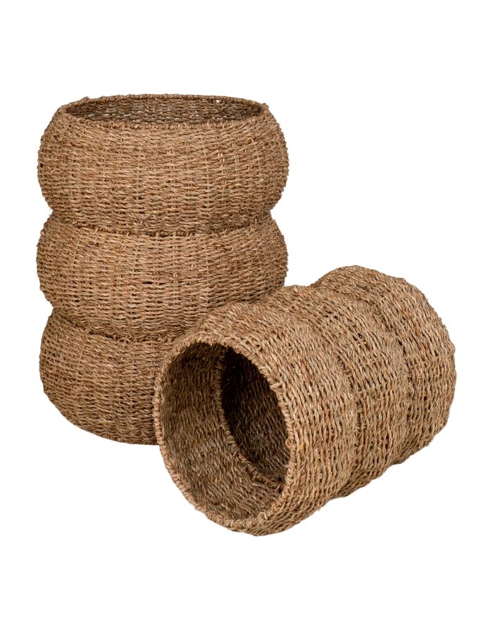 Korb Sarbas L von House Nordic aus natürlichem Seegras in geflochtener Optik, Ø 35 x 45 cm mit Korb Sarbas S.