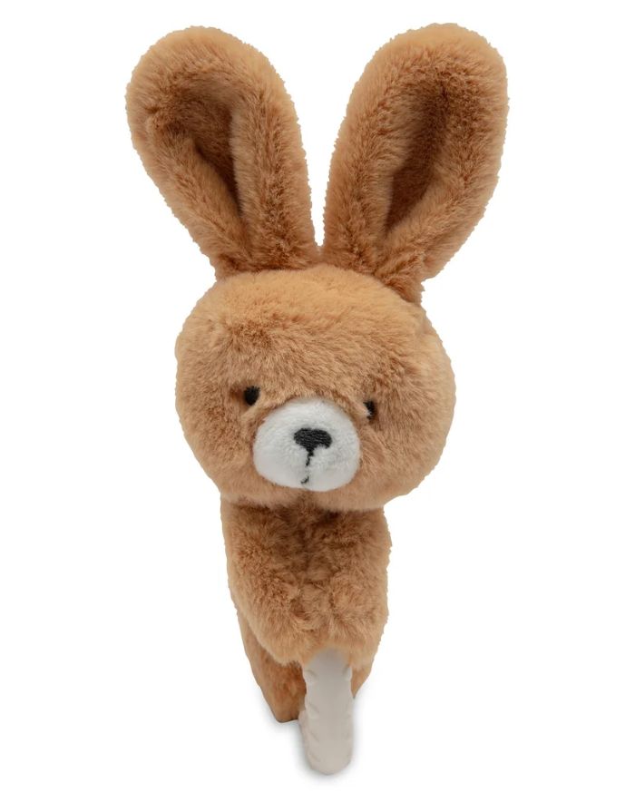  Jollein Beißring Bunny Luz mit weichem Silikonring, niedlichem Hasenkopf, Stofföhrchen und integriertem Glöckchen für Babys.