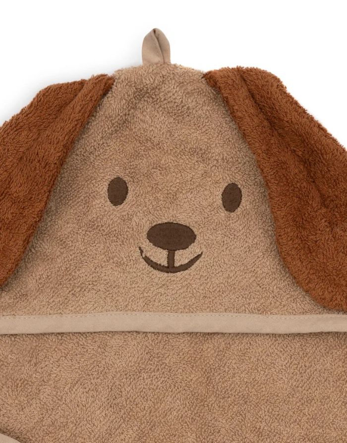  Jollein Kapuzenhandtuch Pets Diego Dog aus weichem Baumwollfrottee mit Hundeohren.