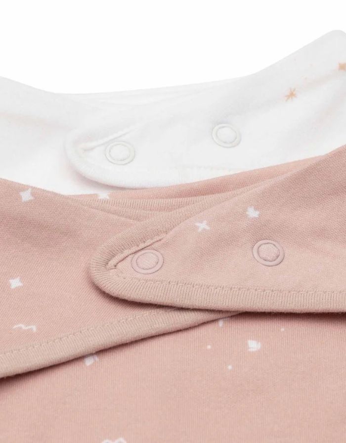 Jollein Bandana Lätzchen 2er Set Twinkling in Wild Rose mit Druckknöpfen und weicher Baumwolle.
