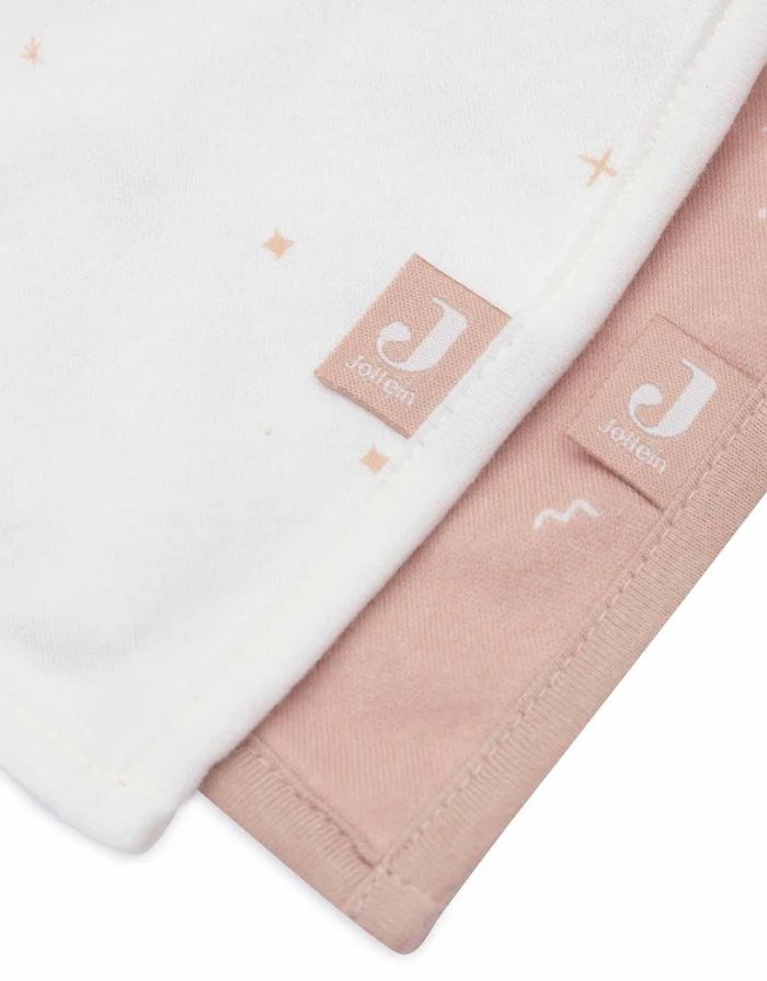 Jollein Bandana Lätzchen 2er Set Twinkling in Wild Rose mit Druckknöpfen und weicher Baumwolle.