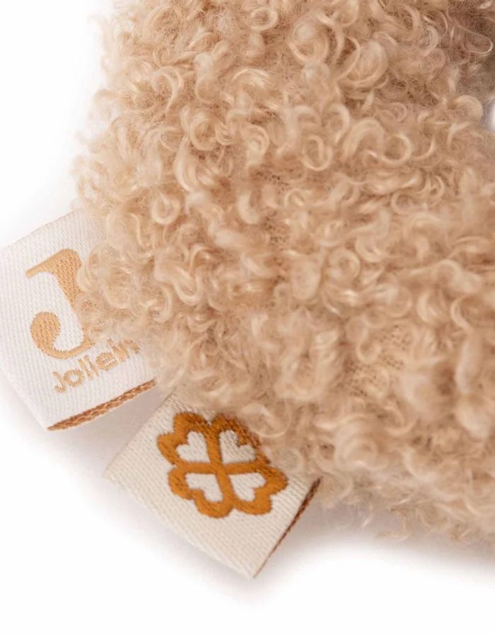 Jollein Rassel Bunny Riverside aus weichem Bouclé-Stoff in Biscuit mit Häschen-Design.