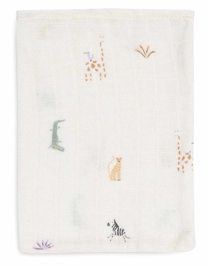 Jollein Waschlappen 3er Set Jungle Jambo aus weicher Baumwolle mit bunten Tiermotiven.