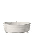 Brotkorb Singles Warm Grey von Zone Denmark aus Metall mit waschbarem Leineneinsatz aus 100 % Baumwolle, Ø 25,5 cm, Höhe 8 cm.