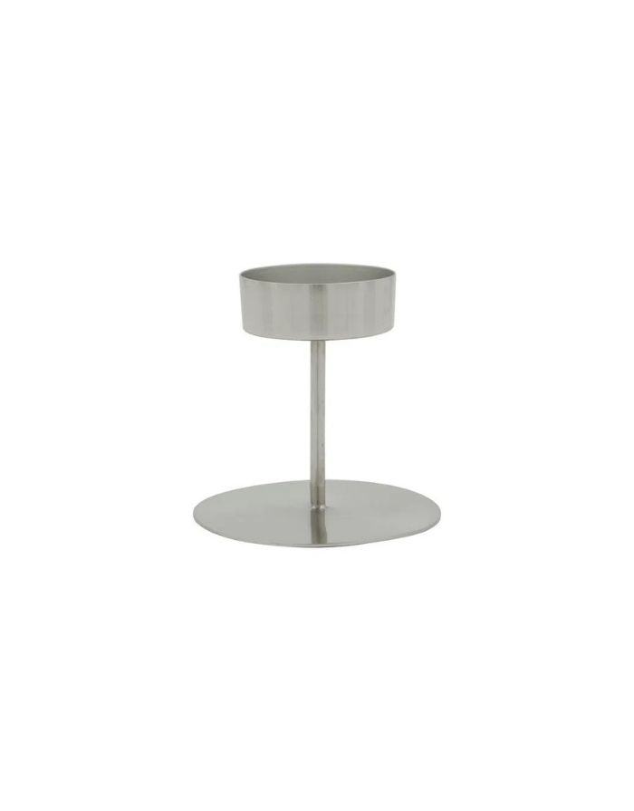 Teelichthalter Anit von House Doctor aus Eisen mit gebürstetem Silber-Finish und minimalistischer Form.
