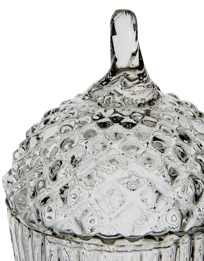 Mundgeblasene Aufbewahrung Romance Autumn L von Affari of Sweden aus klarem Glas mit Deckel, Ø 12 × H 20 cm.