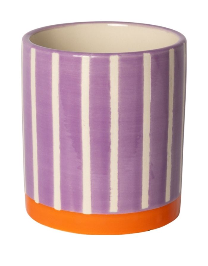 Übertopf mit Streifen in Orange, violett und weiß von Au Maison