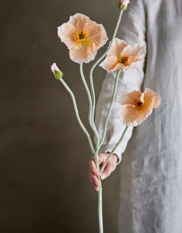 Kunstblume Poppy I Mohn Beige